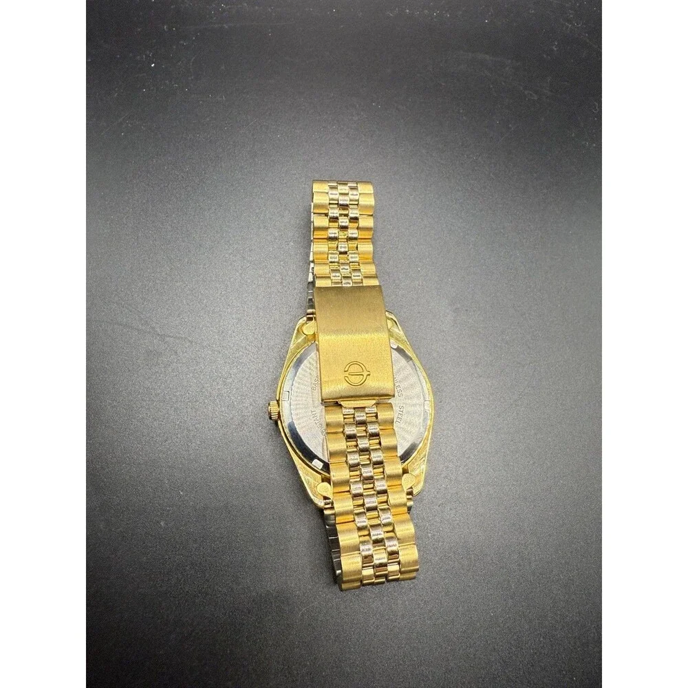 Elgin Presidential 35mm Day/Date Gold Plated Quartz Watch FC740-017 6M55-SR621SW